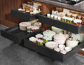 4 Pack Pull Out Cabinet Organizer Expandable Width(13"-21") and Depth(17"-24"),Slide Out Drawers With Raising Pad for Framed Cabinets,No Drill Roll Out Shelves for kitchen,Bathroom,Black