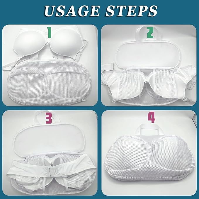 4 Pack Large Bra Laundry Bags for Washing Machine, Lingerie Bag for Washing Delicates Underwear Brassiere, Bra Washer Protector for Laundry (White 4 pack)