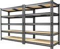 60.1" H Garage Storage Shelves 1990LBS Storage Shelves, 5 Tier Adjustable Metal Shelving, Garage Shelving for Storage, Basement, Warehouse, Pantry, Kitchen, 27.5" W x 11.9" D x 60.1" H, Black, 2 Pack