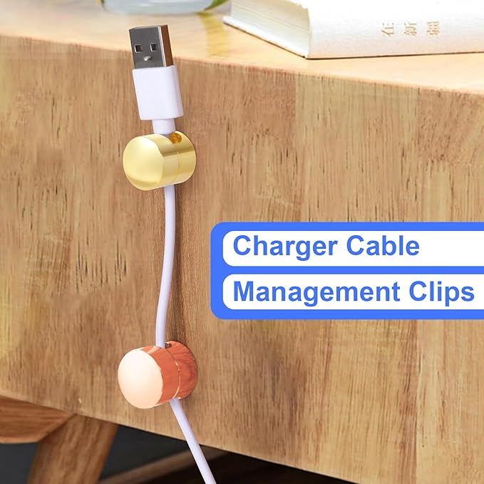 3 Sets Charger Holders for Cords, Adjustable Cable Anchor Holders, Adhesive Metal Cord Clips, Cable Management Wire Organizers for Desk, Office, Nightstand - Gold, Red Bronze, Rose Gold