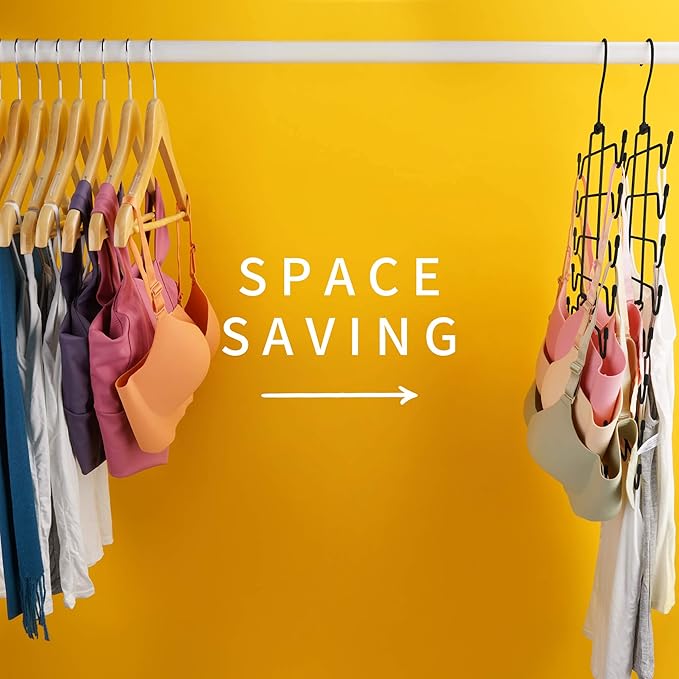 2 Pack Tank Top Hanger, Bra Organizer for Closet, Hanging Space Saving Sport Bra Lingerie Holder Closet Organizers and Storage, College Apartment Essentials, Black