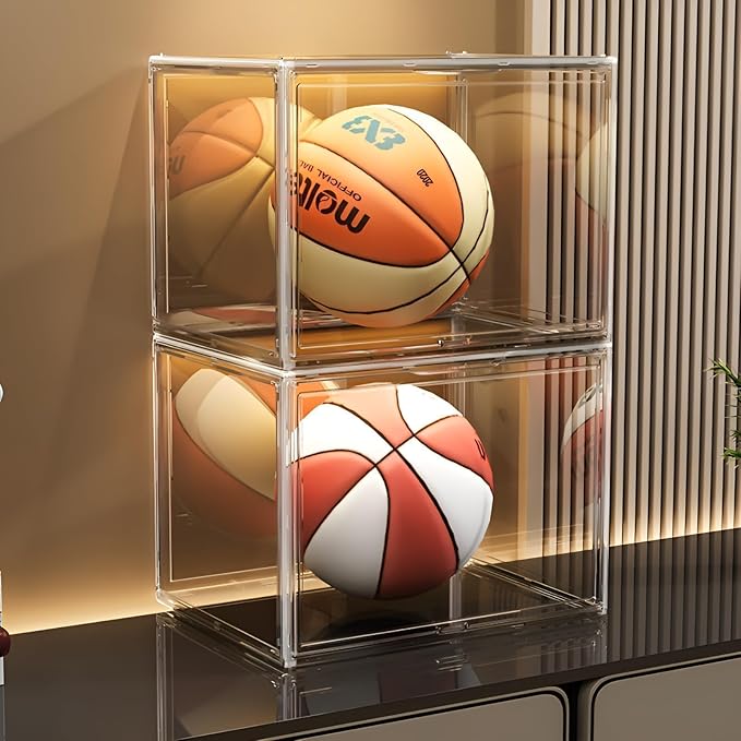 Clear Stackable Plastic Storage Bins with Lid, Dustproof Display Cases, Extra Large Figures Collectibles Showcase, Boot & Shoe Boxes, Helmet Protection Organizer (Clear-XL-1 Pack)