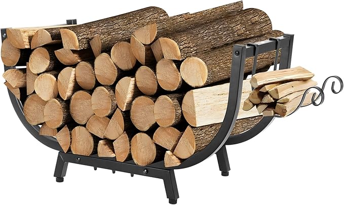 30“ Firewood Rack Outdoor and Indoor, Compact Firewood log Storage & Holder, Stable Log Holder with Reinforced Steel Frame, Waterproof Rustproof Wood Pile Storage Rack for Fireplaces/Camping.