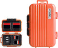 LYNCA Memory Card Case Holder, Memory Card Hard Protector Case Professional Water-Resistant Anti-Shock Compact Camera Card Hard Storage Box for 8 SD Cards 4 CF Cards 12 Micro SD/TF Cards (Orange)