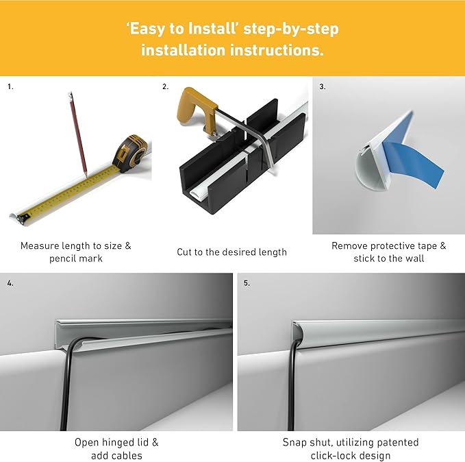 D-Line Half Round Cord Hider, Patented Cable Cover, Hide TV Wall Mount Wires, Raceway for Cords, Decorative Wire Covers, Paintable, Adhesive Cable Concealer - 1x 1.18in W x 0.59in H x 39in L - Black
