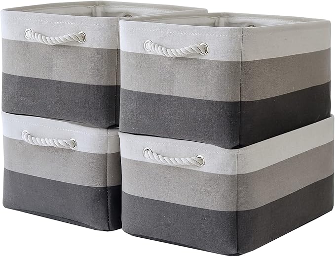 Storage Basket Fabric Sturdy Canvas Storage Bins Organizer with Handles for Clothes and Toy Storage Foldable Storage Boxes Cubes