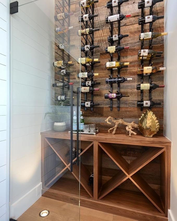Ultra Wine Racks Wall Mounted Label-Out Wine Racks (3 Foot 2 Deep, Matte Black, 18 Wine Bottles) - Modern Metal Wine Storage, Modular Design for Home Bar, Kitchen, Dining Rooms, & Wine Cellars