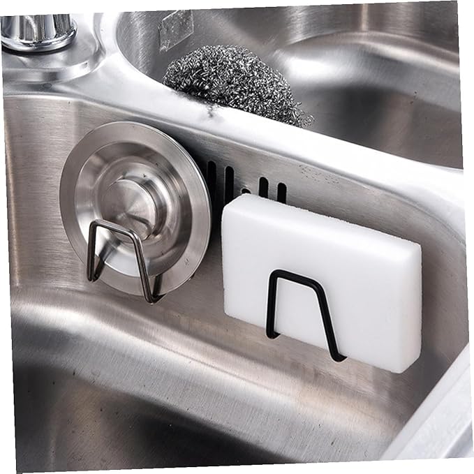 Garneck 4Pcs Stainless Steel Kitchen Sink Sponge Holder Sponge and Dishcloth Storage Racks Organizer for Kitchen Counter and Bathroom Reusable Drain Tray for Cleaning Tools