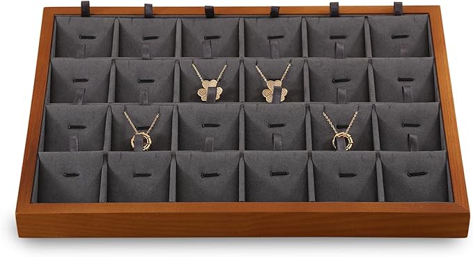 Necklace Storage, Wood Jewelry Trays For Drawers,Black Earring Organizer, Premium Jewelry Display Tray For Pendant