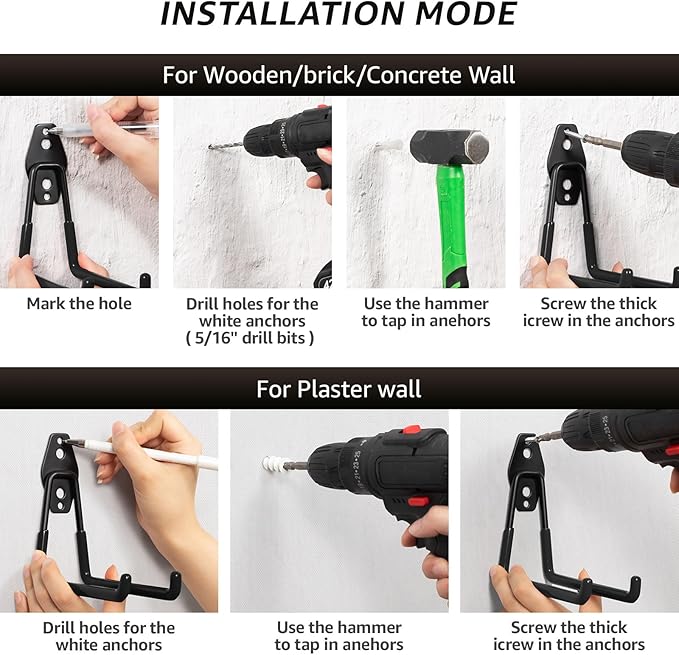 40 Pack Utility Steel Heavy Duty Wall Mount Garage Hooks,with Anti-Slip Coating,for Hanging Bikes,Ladder,Ropes,Bulk Items,Power,Yard and Garden Tools