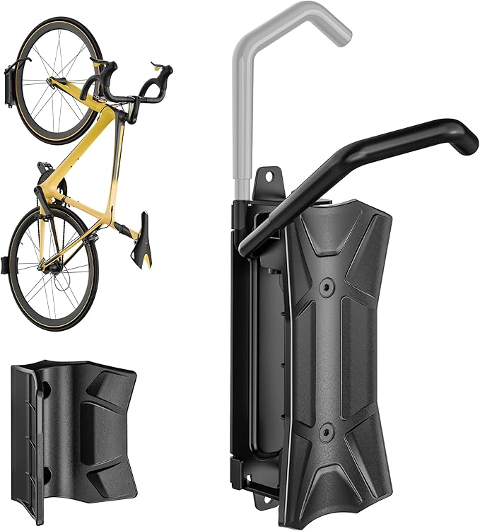 monTEK Heavy duty Bike Wall Mount, Swivel Bike Wall Hanger Holds Up to 77lbs, Space-Saving Bike Rack Garage, Bike Storage for Bedroom Home Office, 1 Pack