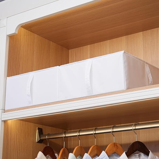 TYEERS Under Bed Storage Containers, Durable Fabric, Washable, Collapsible, Under Bed Storage Bins for Clothes, Blankets, Sheets, Shoes, 27.5x16.5x7 Inches, 1-Pack, White