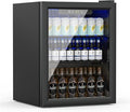 1.6 Cubic Feet Mini Fridge, 70 Can Freestanding Beverage Refrigerator with Glass Front Door for Soda, Beer Under Counter Small Refrigerator with Adjustable Shelves and Digital Display(Black)