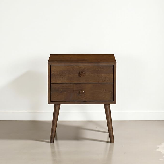NTC Lux Nightstand with 2 Drawers, Featuring Adaptable Design, 150 lbs Load Capacity, Water-Resistant, Elevate Your Space, Easy Assembly - Dark Walnut