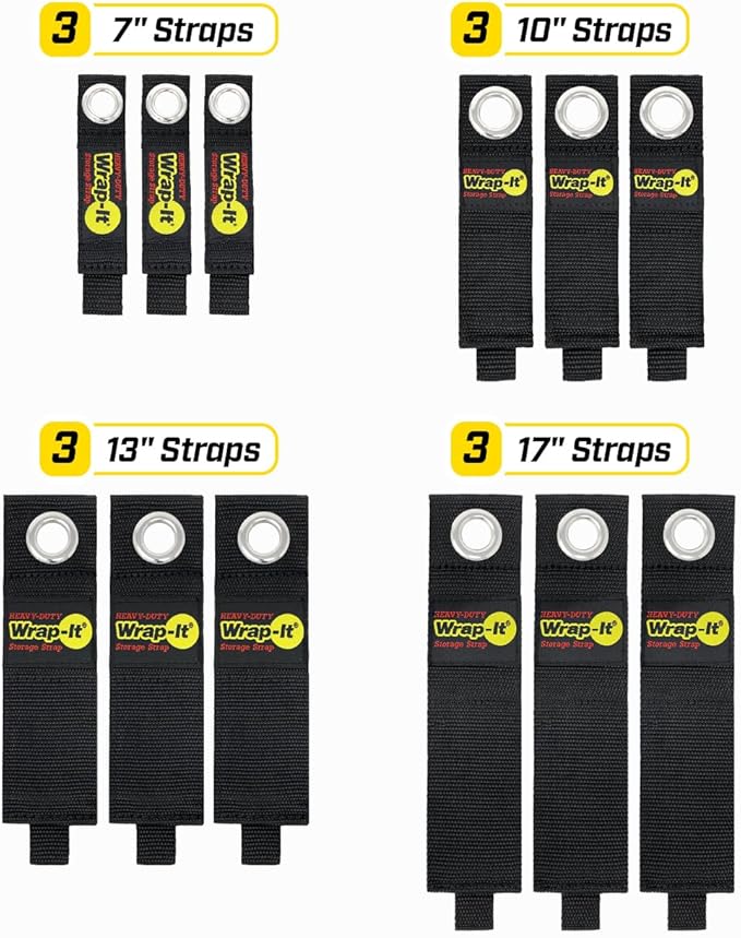 Heavy-Duty Wrap-It Storage Straps (Assorted 12 Pack) - Stocking Stuffer for Hanging Extension Cord Organizer for Cable Management and Storage on Garage Wall, RV Gadgets and Appliances