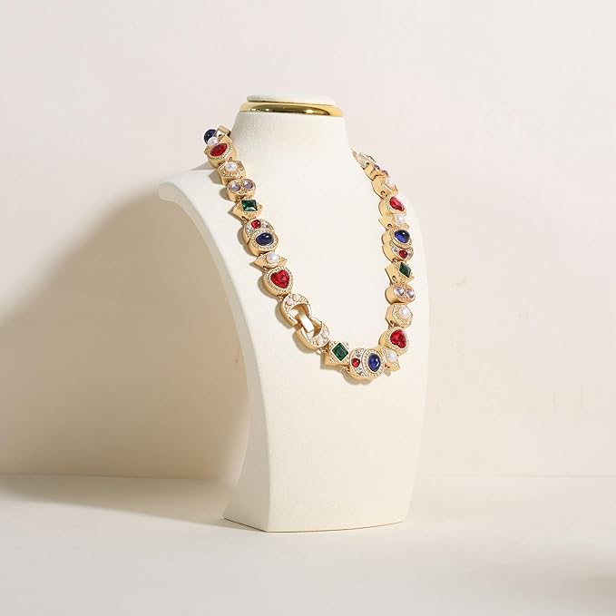 velvet necklace display stand, necklace display holder for selling, bust jewelry display, necklace mannequin display stand【Cream-Small】
