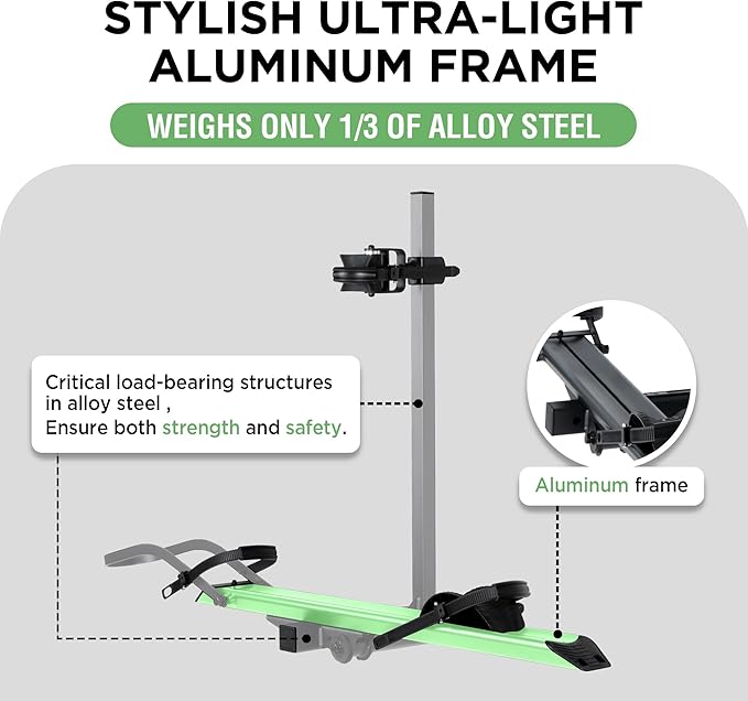 100LBS. Capacity Aluminum 1-Ebike Rack for Bicycles and Electric Bikes, fits Car SUV Van RV and Trailer with 2" Receiver