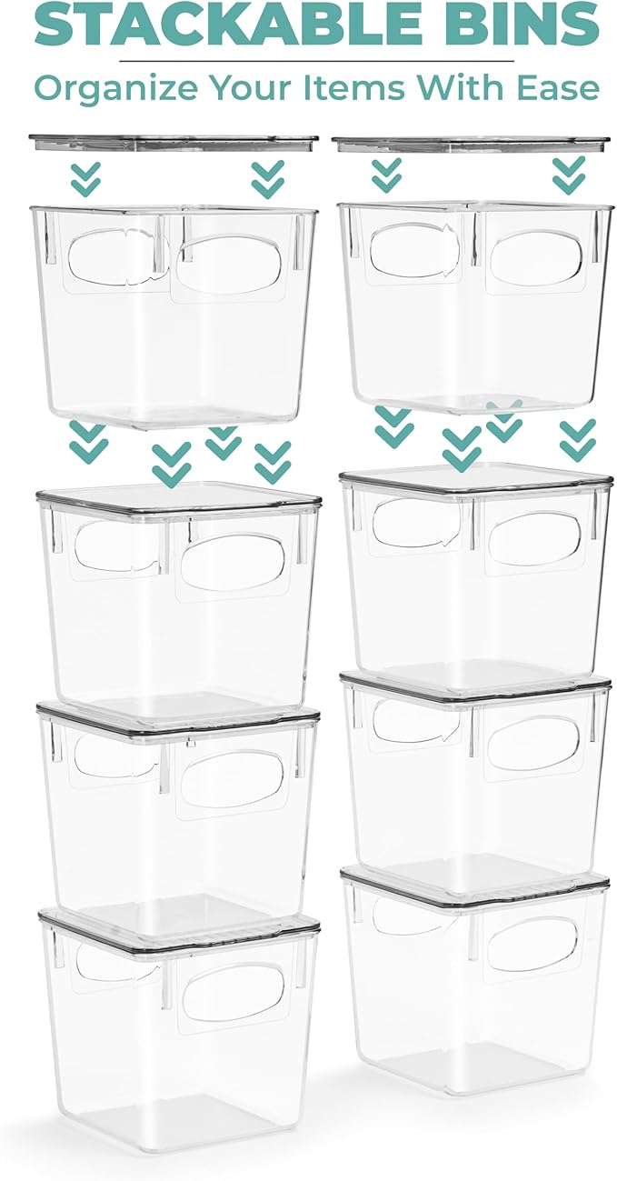 Sorbus Small Clear Plastic Storage Bins with Lids, Clear Stackable Storage Bins, Clear Toy Storage Bins, Clothes, Medicine, Makeup, Closet, Art Supply, Bathroom, Shoe, Toy Storage Organizer (4 Pack)