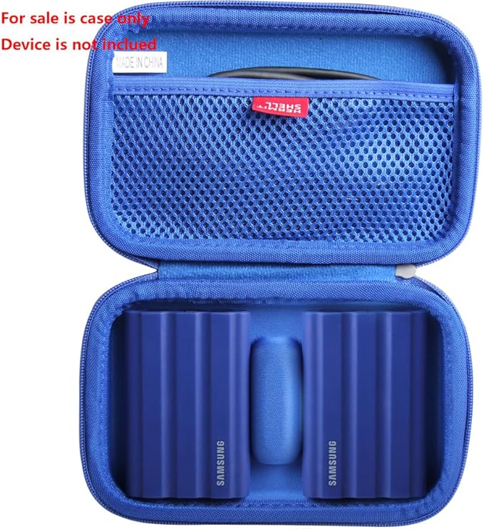 Hermitshell Hard Travel Case for Samsung T7 Shield 2TB / 1TB / 4TB, Portable SSD, USB 3.2 Gen2 External Solid State Drive (Blue, Case for 2 Hard Drives)