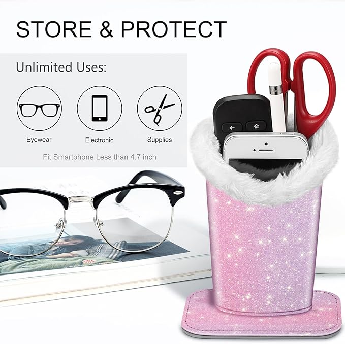 Fintie Plush Lined Eyeglasses Holder, Glasses Stand Case, Anti-scratch Glasses Storage Organizer for Desk, Nightstand, Office