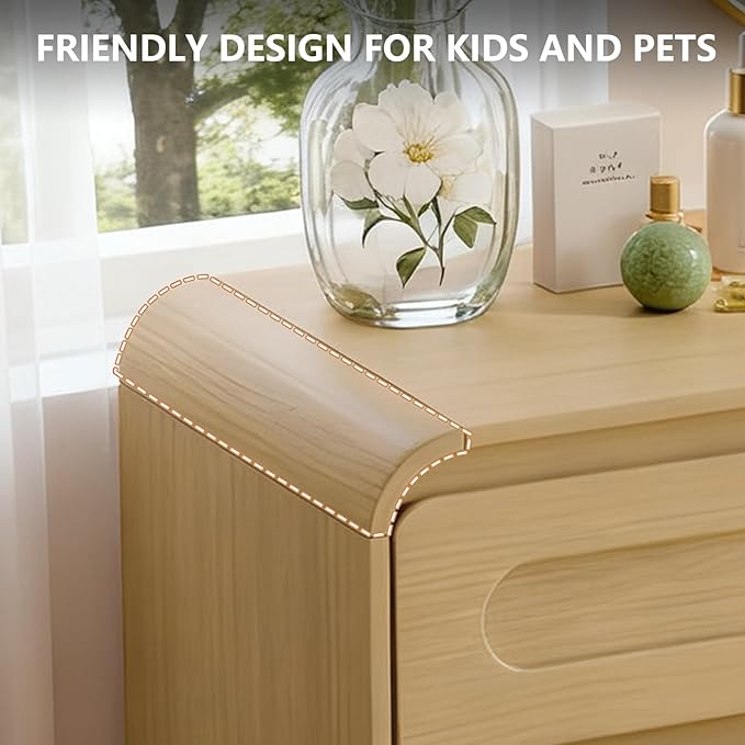 3 Drawer Dressers for Bedroom, 32" Wide Wood Storage Dresser & Chest of Drawers Organizer, Large Modern Dressers with 3 Drawer Storage Organizer for Bedroom Living Room Hallway Closet, Oak