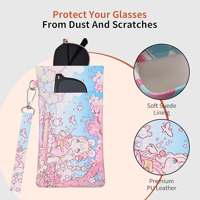 Double Eyeglass Case Soft Dual Glasses Case for Women Men Travel Squeeze Top Sunglasses Cases Eyeglasses Pouch