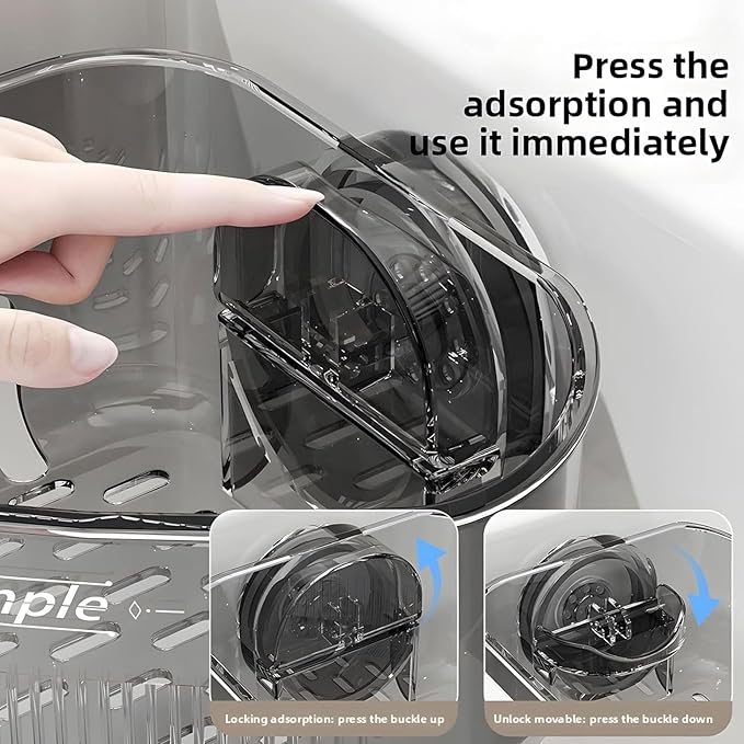 2PCS Sink Organizer Rack for Kitchen for Sponges, Scrubbers, Sink Corner Drain Box,with Adhesive Suction Cup Mount (Black)