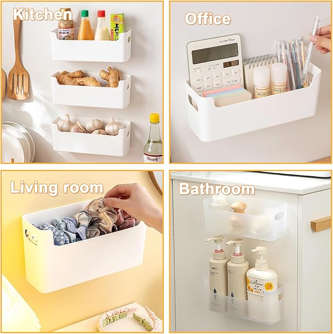 3 Pcs Kitchen Cabinet Door Organizer, Adhesive Mount Inside Cabinet Door Storage, Under Sink Storage Shelf for Kitchen,Bathroom,Office (Transparent)