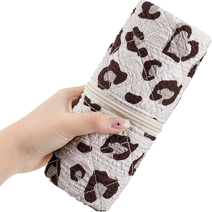 Quilted Hair Tools Travel Bag，Hair Styling Accessories Storage Case for Shark FlexStyle, Dyson Airwrap Hair Dryer, Curling Iron, Revlon Hair Tools，Portable and foldable(02Leopard print)
