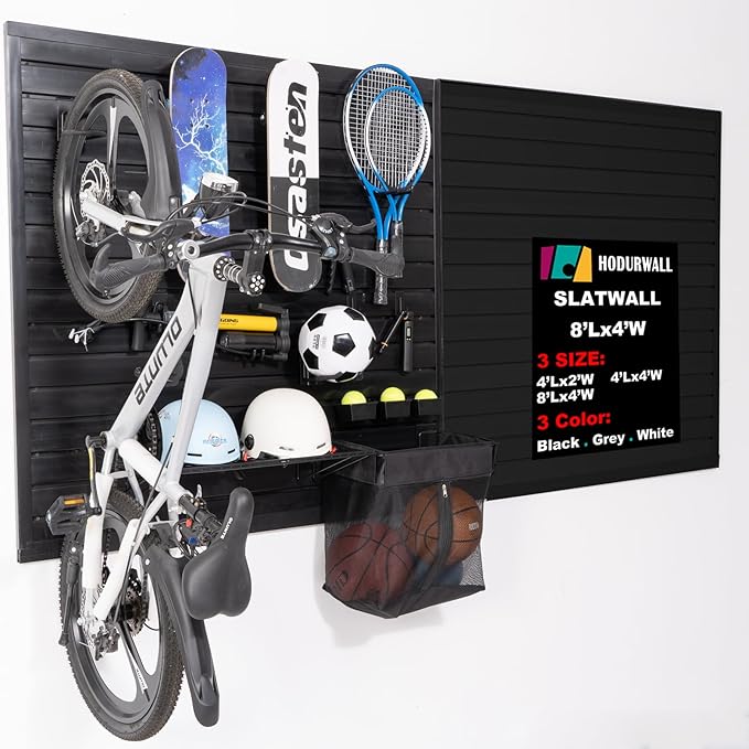Slat Wall Paneling Garage Slat Wall Storage Systems Garage Wall Organizer, Slatwall Panels 4'x 8' Black Slat Board PVC Wall Panels Slatwall Displays Garage Tool Organizer Wall Mount Slate Wall