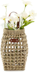 Woven Front Door Basket Water Hyacinth Wall Hanging Basket Decorative Boho Mounted Organizer for Dried Flower Plants Storage Basket for Garden, Home, and Farmhouse Décor (C_Seagrass)