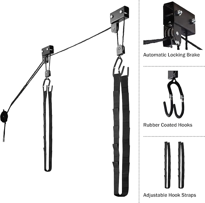 RAD Sportz Kayak Storage Hoists - Overhead Pulley Hoist Systems with 125lb Capacity Each for Canoes, Bikes, Ladders, and More