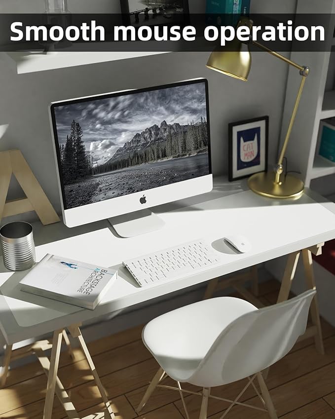 Extra Large Desk pad, Leather Desk Pad Protector,Office Desk Mat,Mouse Pad, Non-Slip Desk Blotter, Laptop Desk Pad, Waterproof Desk Writing Pad for Office&Home (Ivory White, 55" x 17")