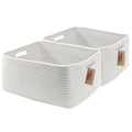 COMFY-HOMI 2 pcs Large Storage Baskets for Shelves, Laundry Basket, Woven Rope Basket, Closet Organizer Bins for Clothes Blanket Towels, Baby Nursery, Gift Toy Baskets, 17” x 13” x 7.5”-White