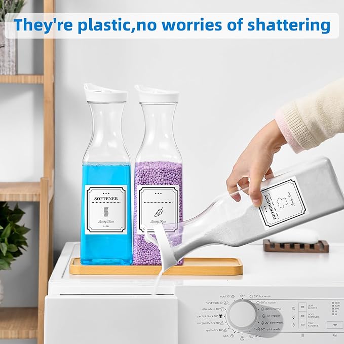 Laundry Detergent Dispenser,54OZ Laundry Soap Dispenser,Liquid Laundry Detergent Container,Fabric Softener Dispenser with Tray,Laundry Room Organizer with 4 Labels