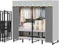 Portable Closet Rack Heavy-Duty Foldable Garment Racks with Cover 1200lbs Enclosed Wardrobe Closet with Independent Area for Hanging Clothes Storaging of Bedding (66in*20in*67in)