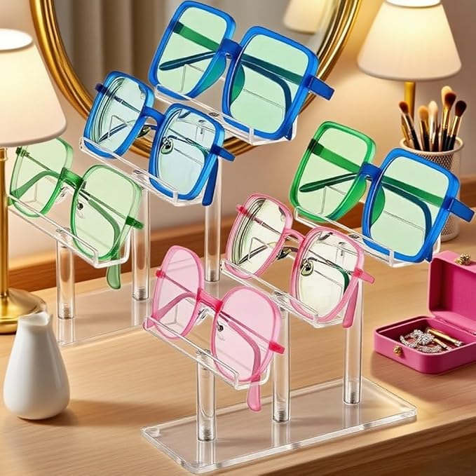 Set Of Two 3 Tier Acrylic Sunglasses Display Stands For Organized And Accessible Eyewear Storage Solutions(black)