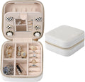 Dajasan Velvet Jewelry Box, Mini Travel Jewelry Case, Portable Travel Jewelry Organizer with Mirror for Birthday Mother's Day Valentine's Day(Beige)