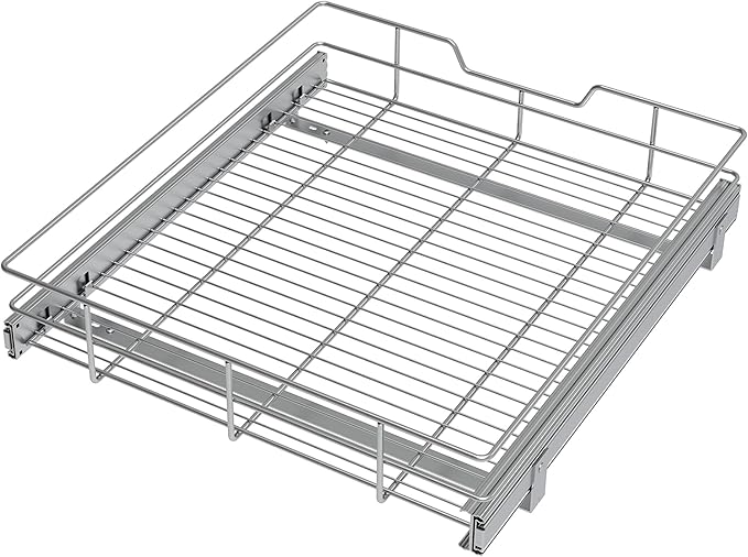Pull Out Cabinet Organizer 20" W X 17" D, Slide Out Drawers For Kitchen Cabinets, Pull Out Drawers For Cabinets Capacity Heavy Duty Caddy, Cabinet Pull Out Shelves Chrome-Plated, Bathroom Pantry