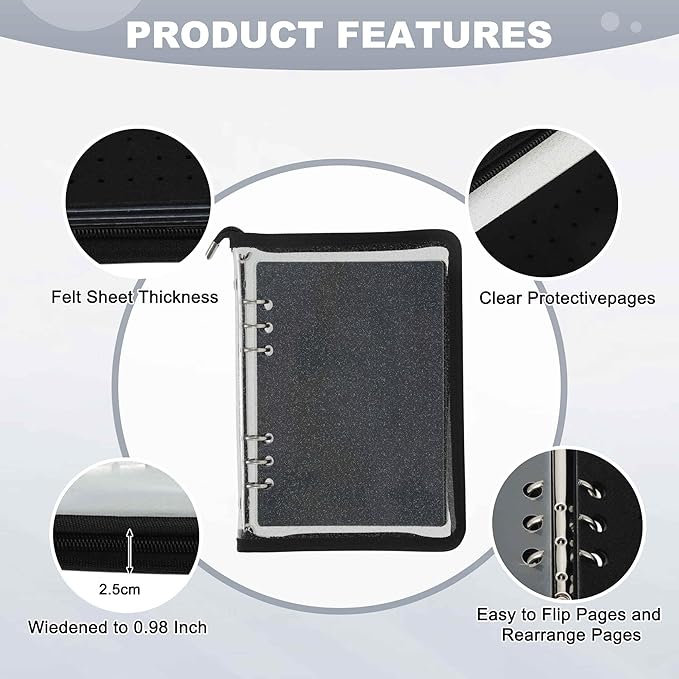 CAPASTEC Pin Bag, Portable Pin Display Book, Ideal for Pins, Brooches Storage, Black
