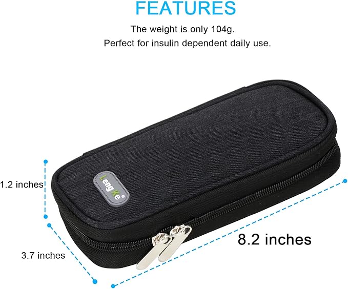 YOUSHARES Insulin Cooler Travel Case - Diabetic Case Insulated Organizer Portable Cooling Bag for Insulin Pen and Medication Diabetic Care Supplies with 2 TSA Approved Ice Pack (Black)