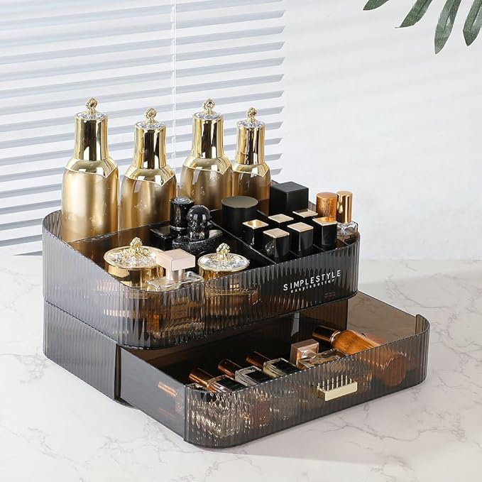Makeup Organizer with Drawers Stackable Skincare Cosmetic Makeup organization for vanit Bathroom Desk Countertop
