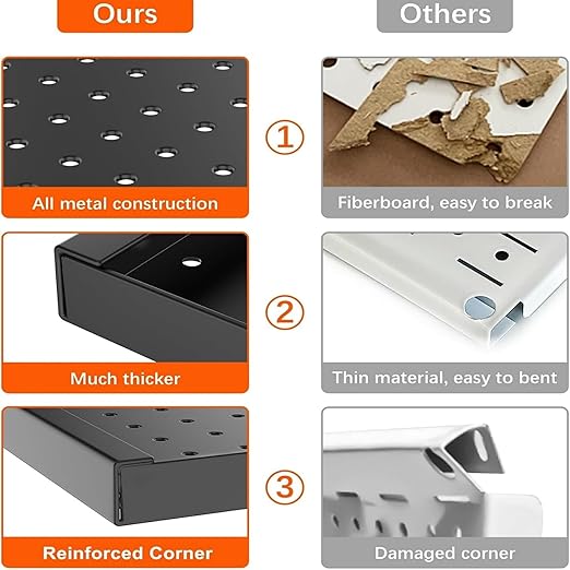 TORACK 3-Pack 12x24 inch Metal Pegboard Panels for Garage Wall, Tools Organizer Pegboard for Workbench, Workshop, Modular Peg Board Tool Storage Board for Pegs(Black)