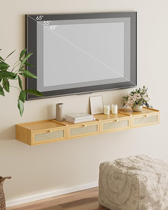 Floating Nightstand,Wall Mounted Night Stand with Drawer,Small Floating Shelves,Floating Wood Bedside Table for Bedroom、Living Room、Bathroom