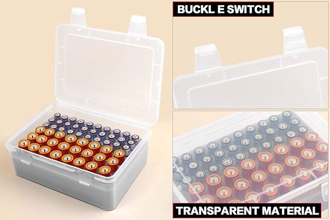 Battery Organizer Storage Box, Garage Case Holder for 24* AA, 30* AAA Batteries (Bag Not Include Batteries Pack) (white)