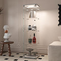 Beauty4U Glass Display Cabinet with LED Light, 4 Shelves, Curio Cabinets for Living Room, Bedroom, Office, White Floor Standing Glass Bookshelf, Quick Installation