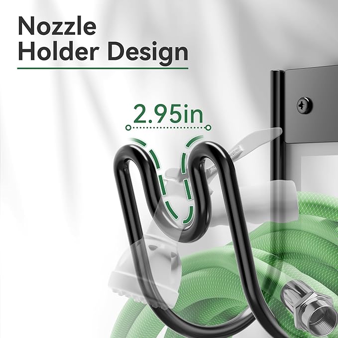 Black Metal Garden Hose Holder - Wall Mounted Water Hose Holder - Hose Hanger Heavy Duty for Water Hose Extension Cords Vacuum Hose (2 Pack)