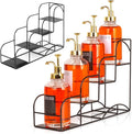 Syrup Rack for Coffee Bar Accessories, Iron 4 Compartment Bottle Organizer, Countertop Display Storage Shelf Bottle Stand, Metal Coffee Bar Organizer for Wine, Kitchen, Holds 4 Bottles