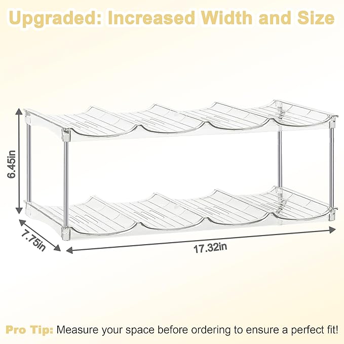 Stackable Water Bottle Organizer for Stanley 40oz Tumblers – Acrylic Water Bottle Holder for Cabinet, Pantry, Clear Tumbler Rack Organizer, Stanley Cup Storage, 2 Tier, Holds 8 Bottles