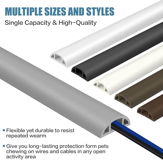 Floor Cord Covers for Wires 10FT Cable Hider Wire Cover Self Adhesive Cord Hider Floor for Offices, Homes, Workshops, Warehouses Cable Cavity 0.39" W x 0.27" H